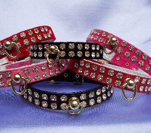 Upscale double row rhinestone collars