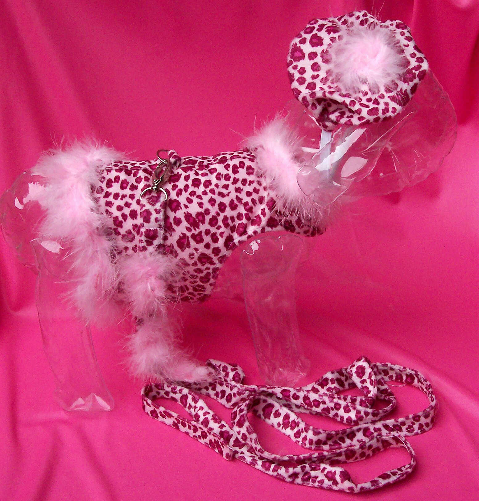 pink leopard coat set