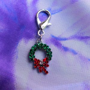 Holiday wreath pet collar charm