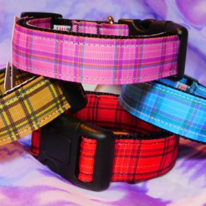 Nylon Ribbon Plaid Dog collars