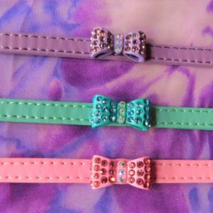 Petite pastel crystal bow dog collar.